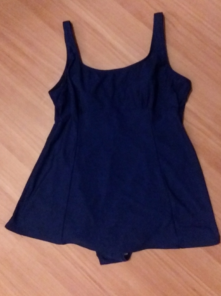 Sea Waves Blue One Piece Swim Dress Skirt Plus 20W